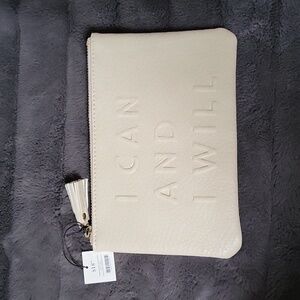 I Can and I Will Embossed Medium Pouch With Keyring, New With Tags